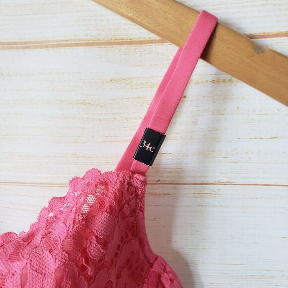 Victoria's Secret Lace Underwire Unlined Demi Bra Peach Women's Size 34C - Picture 3 of 12